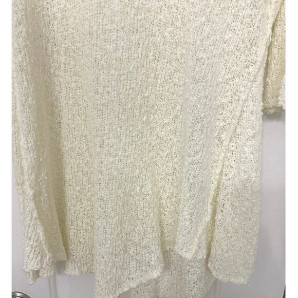 POL Cotton Blend Cream Open Knit Asymmetrical Hem Beachy Longline Tunic Top L - Picture 7 of 11